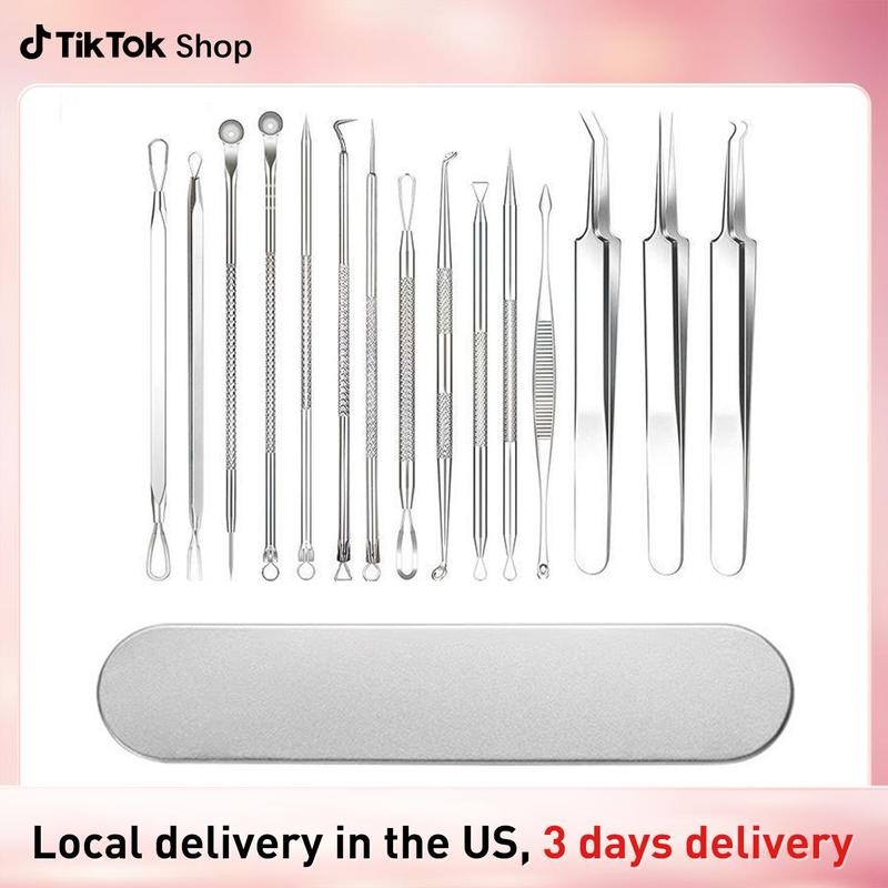 Blackhead Remover Tools, 15 PCS Pimple Popper Tool Kit, Acne Blackhead Tools for Blemish, 410 Premiu