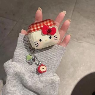 ลายสก๊อตโบว์ สวัสดี คิตตี้ เคสหูฟังไร้สายบลูทูธ แอร์พอด มือโปร 1/2/3/4 หูฟังฝาครอบป้องกัน