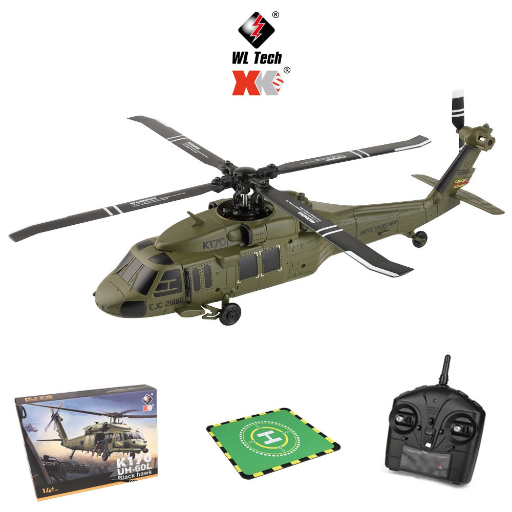 Wltoys K170 Rc เฮลิคอปเตอร์ Uh-60l รีโมทคอนโทรล 4 ช่องเฮลิคอปเตอร์แบบไม่มีแปรงพร้อม Gyro และไฟ Led เ