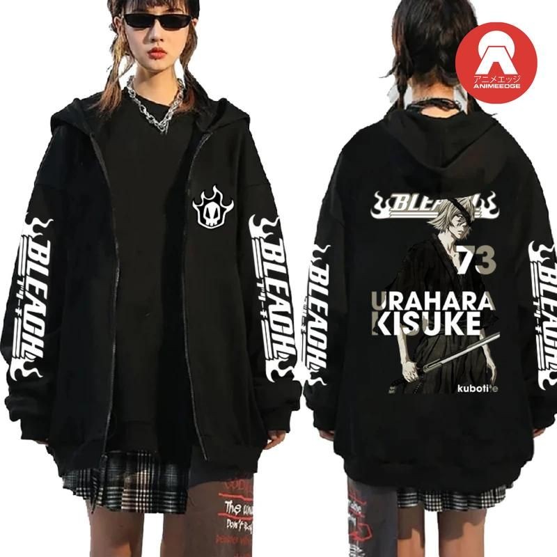 BLEACH Urahara Kisuke เสื้อแจ็คเก็ตผ้าฟลีซสําหรับผู้ชายและผู้หญิงทุกขนาดทรงหลวมน่าใส่