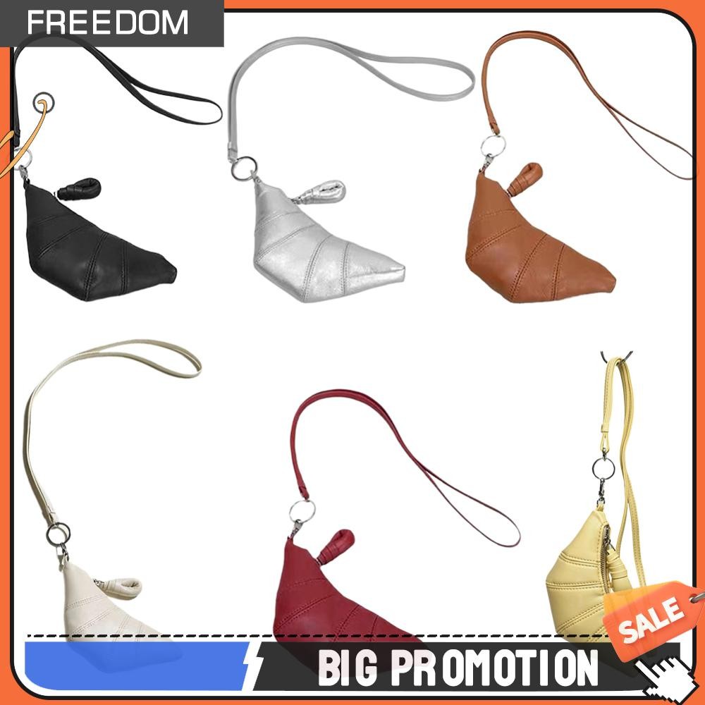 🚚มาถึงพรุ่งนี้🚚 กระเป๋าทรงครัวซองขนาดเล็กสำหรับผู้หญิง สไตล์ดัมพลิ้ง ลายทึบ สะดวกในการพกพาเหรียญและธนบัตร