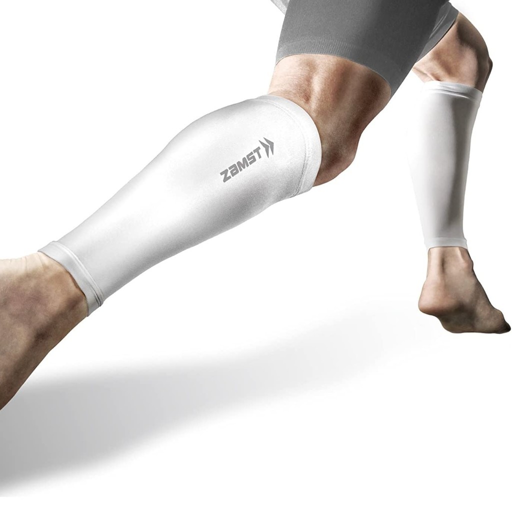 ZAMST Compression Calf Sleeve Compression Stockings for Running (Pair) Size M White 385512