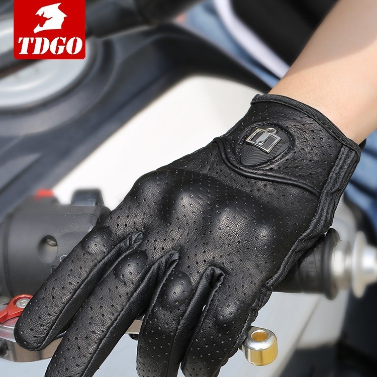 TDGO ถุงมือขี่จักรยานหนังแท้หนา Spring Breeze รถจักรยานยนต์หน้าจอสัมผัส Breathable High-Efficiency ร