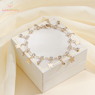 COD💖สร้อยข้อมือ รูปผีเสื้อ ประดับพู่ สไตล์หรูหราแสง หวาน การ…