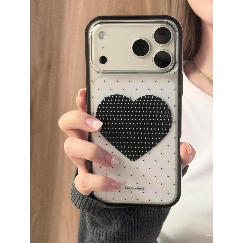 เคสโทรศัพท์ เหมาะสําหรับ iPhone 11 12 13 14 15 16 17 Pro max Plus ins Love Polka Dot Shock-proof Shock-proof เคสป้องกันรวมทุกอย่างกรณี NMIT