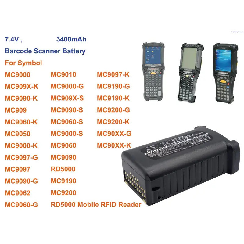 Cameron Sino 3400mAh Barcode Scanner แบตเตอรี่สําหรับสัญลักษณ์ MC9000,MC9010,MC9050,MC9060,MC9062,MC