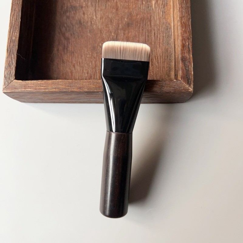 Ebony Mini Short Rod Flat Head Foundation Brush Flat Foundation Brush Liquid Foundation Brush แปรงมา