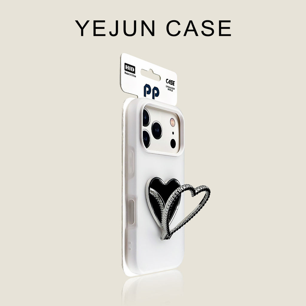 Yejun เหมาะสําหรับ Apple 17 เคสโทรศัพท์สีขาว Jelly Case iphone17promax Diamond-Studded Love Mirror H