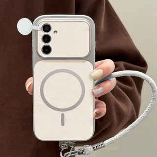 INS เคสไอโฟน for Samsung A07 A17 A56 A55 A54 A36 A16 A05S S23 S24 S25Ultra S25FE สไตล์มินิมอล หรูหรา วัสดุหนังแกะผสม