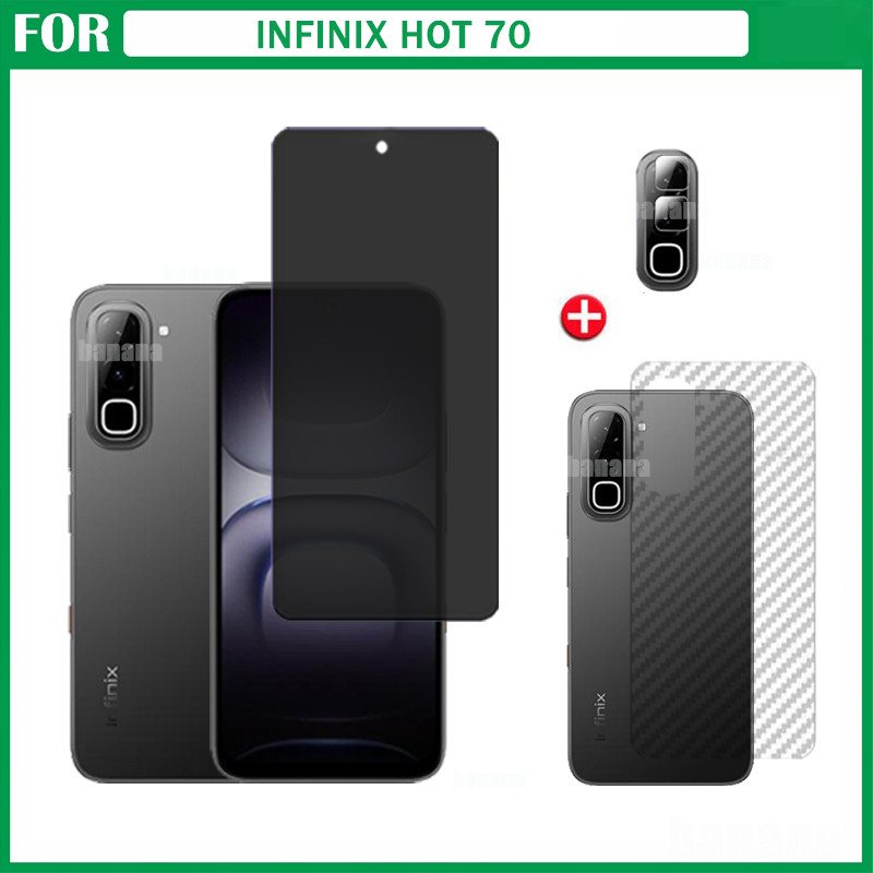 Infinix Hot 70 กระจกนิรภัย Infinix Hot 60i 4G 5G 60 Pro Anti-Spy กระจกนิรภัยป้องกันหน้าจอ+ฟิล์มเลนส์กล้อง+ฟิล์มด้านหลัง
