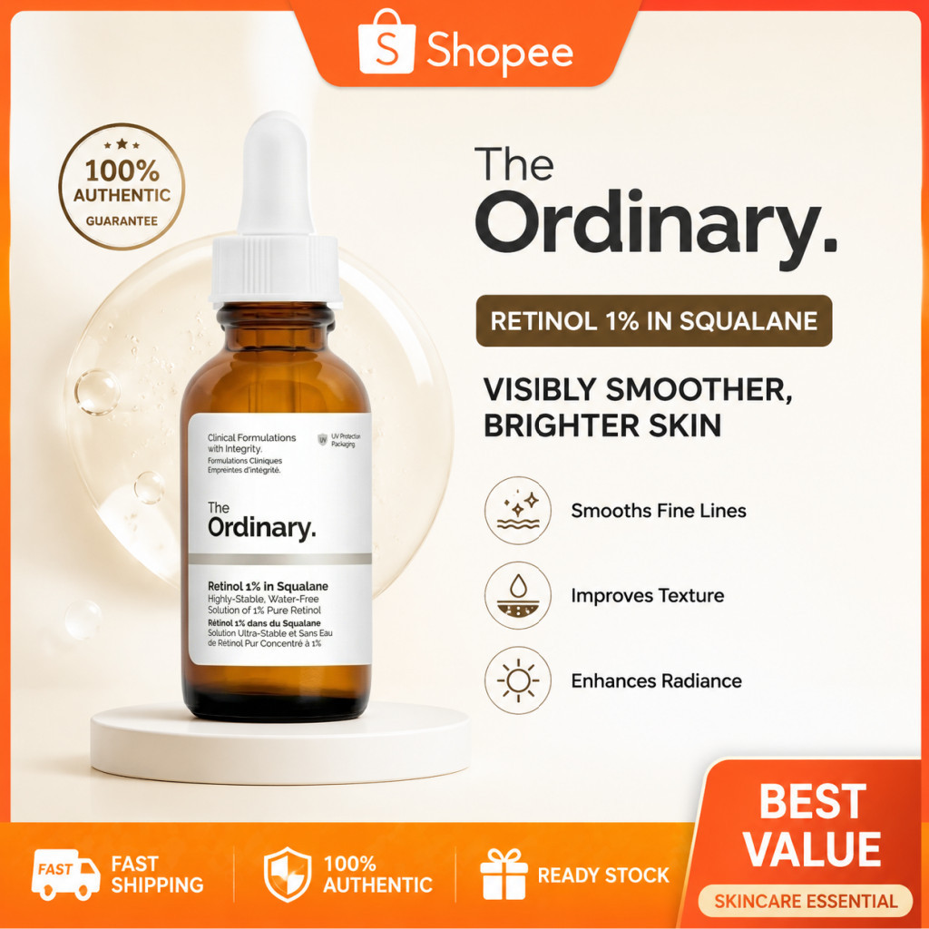 The Ordinary Retinol 1% in Squalane 30ml|เซรั่มเรตินอลลดริ้วรอย ผิวเรียบเนียน กระจ่างใส ดูอ่อนเยาว์