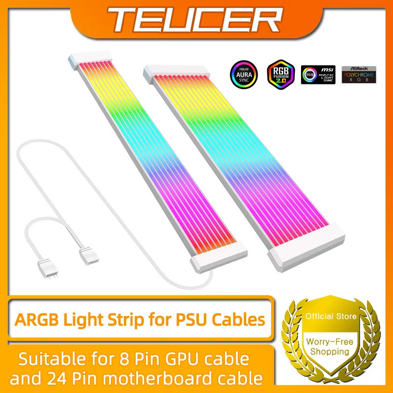 HUI PC RGB Light Strip เหมาะสําหรับ PSU สาย PC RGB GPU สาย 5V 3Pin ARGB Sync PC สายสําหรับ 6Pin 8Pin