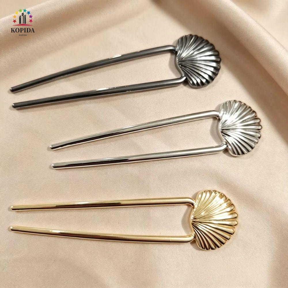 WILLIS U-Shaped Hair Forks, U Shape Hair Holder Shell Hair Sticks, Elegant Headwear Headdress Gold S