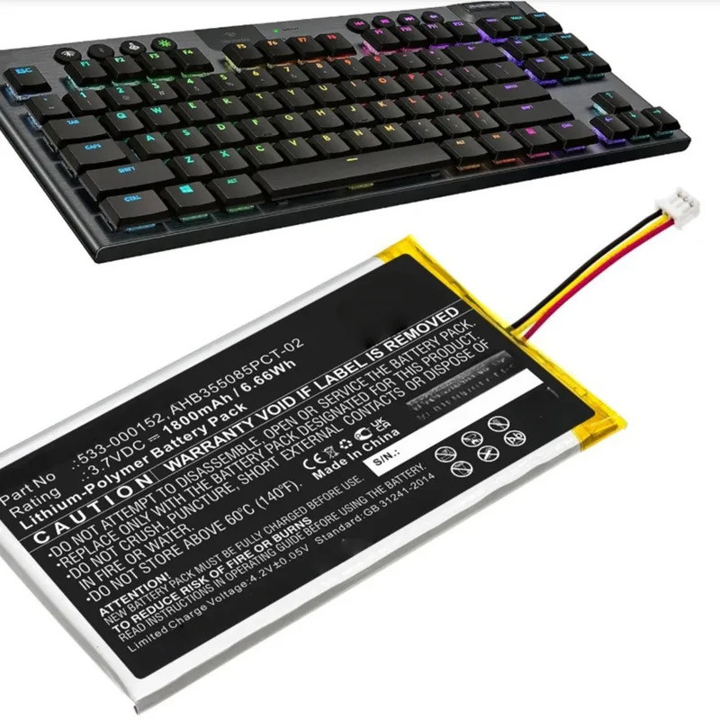 เข้ากันได้กับแบตเตอรี่คีย์บอร์ด Logitech G913 G913 TKL YR0076