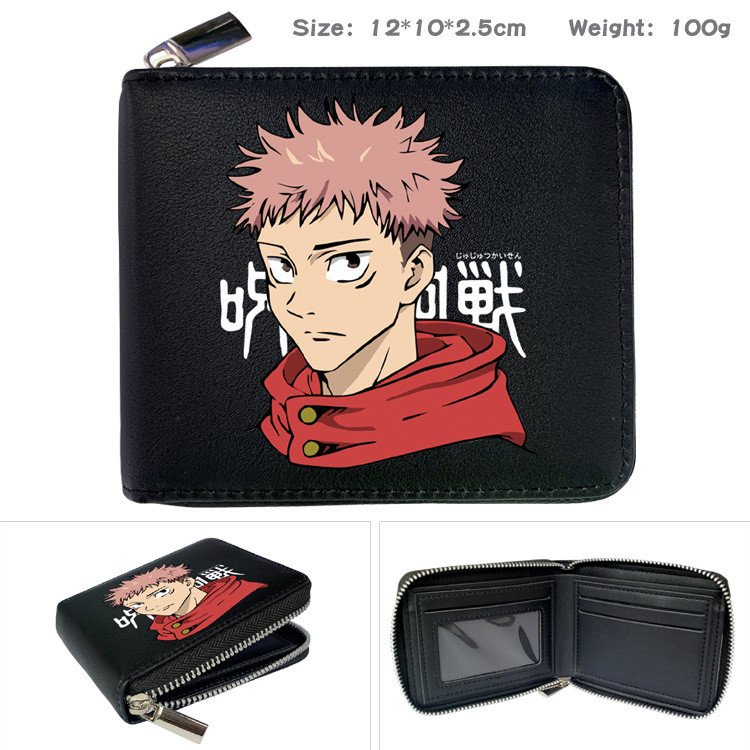 Kids Jujutsu Kaisen Wallet Anime Print Short Zipper Pouch for School Supplies and Daily Small Item Storage
