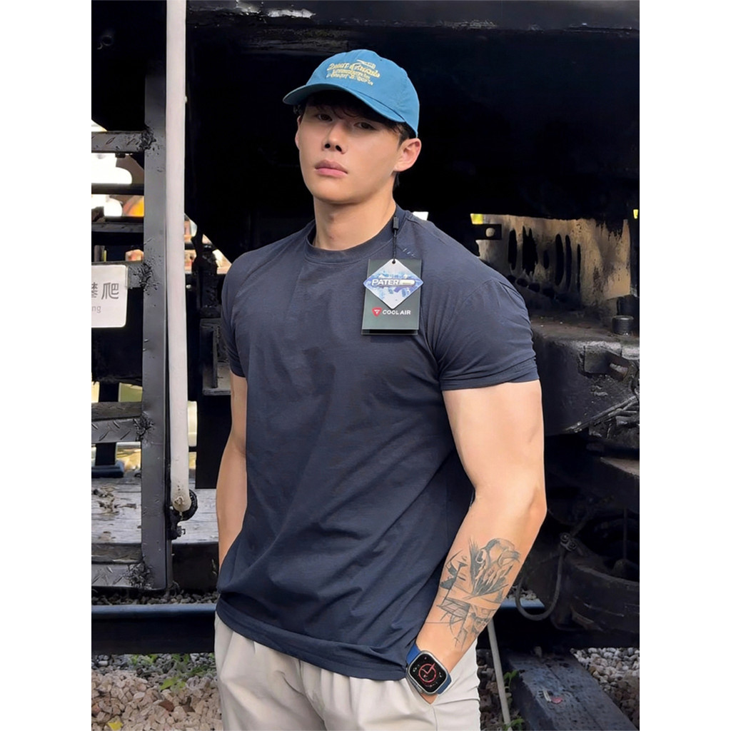 สีกรมท่า Quick-Drying Short-Sleeved Mens Summer Thin Style Ice Leather Cool Feeling Ultraviolet Runn