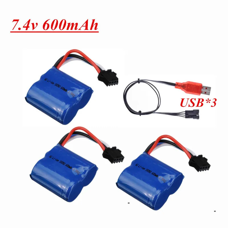 (3.7v*2) 7.4v 600mAh 18350 แบตเตอรี่ Li-ion และเครื่องชาร์จสําหรับ UDI R/C UDI001 UDI011 Venom Speed