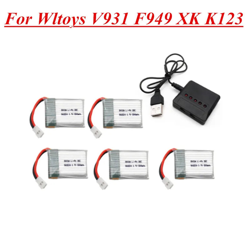 3.7V 500mAh 25C LiPo แบตเตอรี่สําหรับ Wltoys V931 F949 XK K123 6Ch RC เฮลิคอปเตอร์อะไหล่