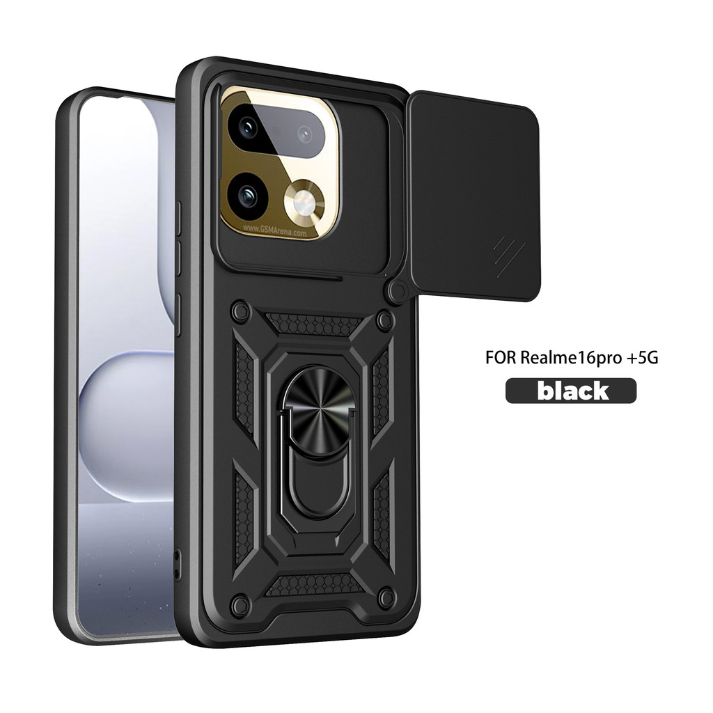 กันกระแทกขาตั้งแม่เหล็กสําหรับ OOPPO Realme 16 Pro Plus 16T 5G แหวนเกราะพร้อมฝาครอบกล้อง Kickstand