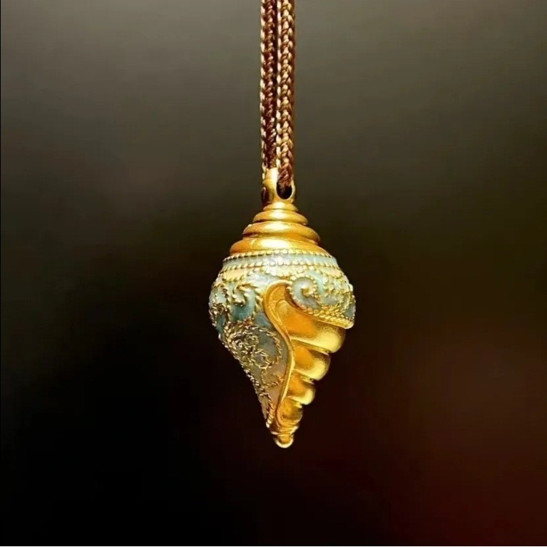 วิธีโบราณ Conch จี้สร้อยคอใหม่จีนเคลือบ Frosted Craft จี้สร้อยคอ Retro ประณีต Clavicle Chain [6.21 a