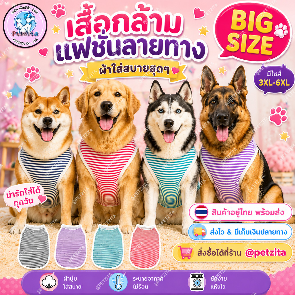 🇹🇭พร้อมส่ง🇹🇭 BIGSIZE - เสื้อแฟชั่น สุนัขพันธุ์ใหญ่ งานแบรนด์ - หมาใหญ่ สุนัข สัตว์เลี้ยง