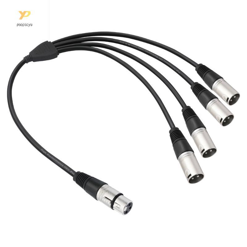 PPY โลหะผสมสังกะสี 3Pin XLR 1 In 4 Out Female to Male Splitter สําหรับไมโครโฟนเครื่องขยายเสียงอุปกรณ์สตูดิโอ