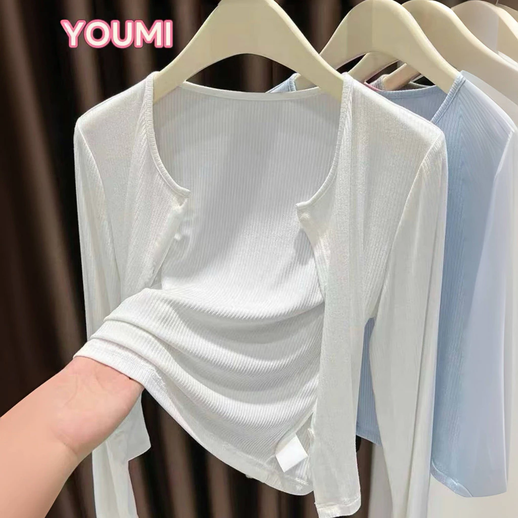 ส่งไวจากไทย คาร์ดิแกน คอกลม 4สี เสื้อแขนยาว เสื้อคลุมคาร์ดิแกนเกาหลี 🎀YOUMI