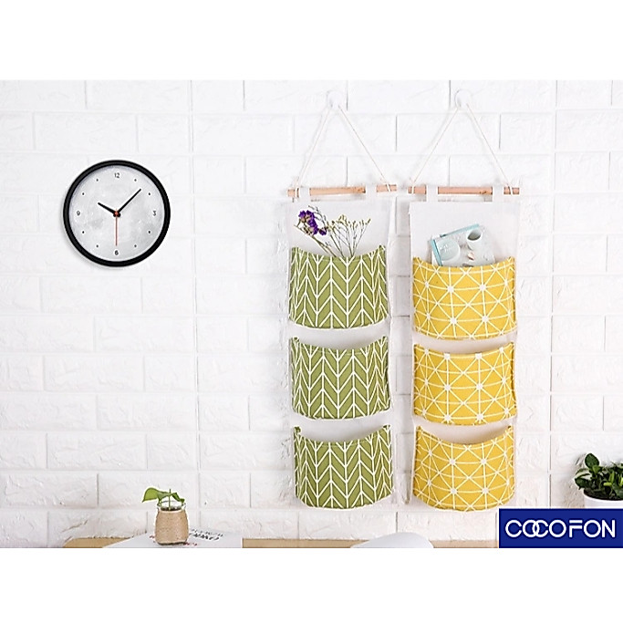 #CC21 Hanging storage bag กระเป๋าผ้าลินนิน กระเป๋าแขวนผนัง ถุงแขวนผนัง ถุงเก็บของ ที่เก็บของแบบแขวน 3ช่อง