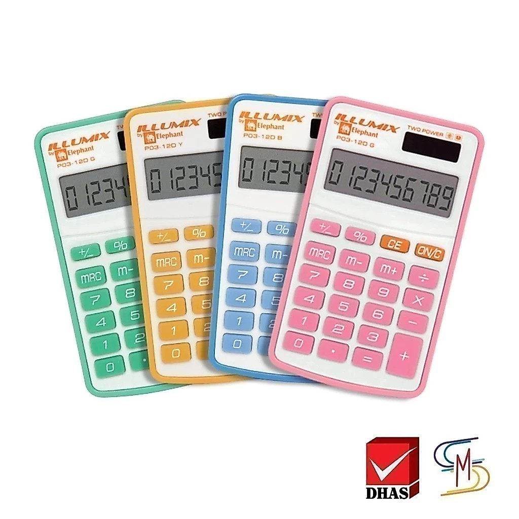 Elephant เครื่องคิดเลข ILLUMIX แบบพกพา รุ่น P03-12D
