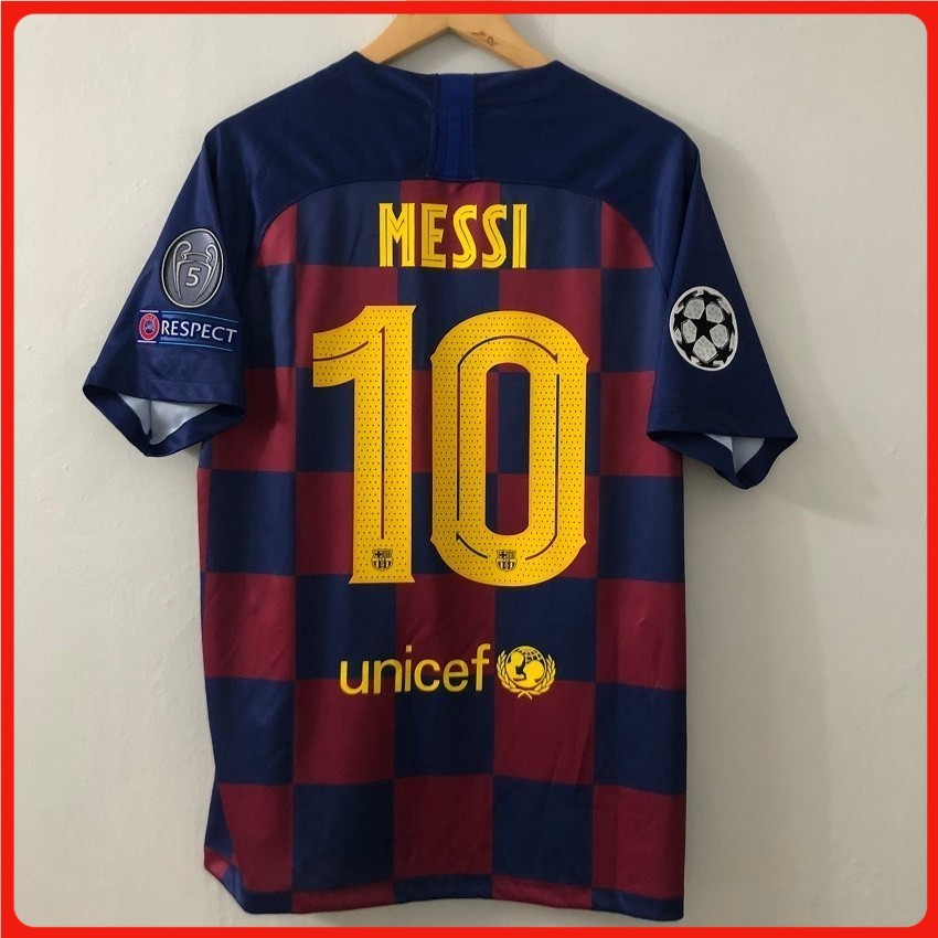 S-XXL 19/20 Barcelona Home เสื้อฟุตบอลผู้ชาย MESSI Ansu Fati เสื้อฟุตบอล