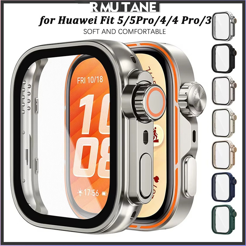 กรณีพีซีแก้วนิรภัยแข็งสำหรับ for Huawei Watch Fit 5 5 Pro / 4 4 Pro ป้องกันหน้าจอป้องกัน Gores สำหรับ for Huawei Fit 3