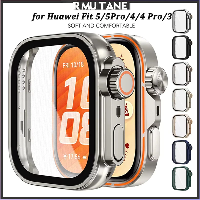 กรณีพีซีแก้วนิรภัยแข็งสำหรับ for Huawei Watch Fit 5 5 Pro / 4 4 Pro ป้องกันหน้าจอป้องกัน Gores สำหรับ for Huawei Fit 3