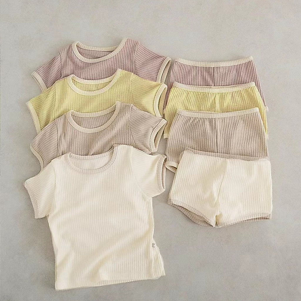 ฤดูร ้ อนเด ็ กผ ้ าฝ ้ ายแท ้ แขนสั ้ นกางเกงขาสั ้ นชุดลําลอง Homewear