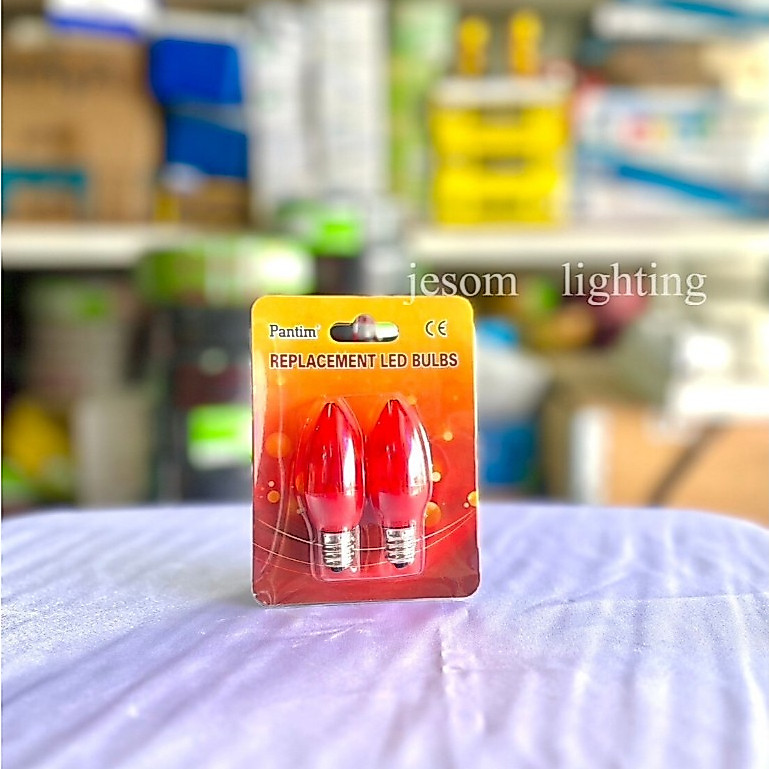 หลอดจำปา Led ขั้ว E12 หลอดศาลเจ้า หิ้งพระ มี สีแดง วอร์ม
