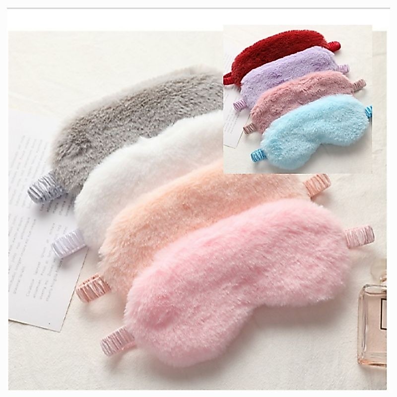 มีส่งด่วน Bewtyshop ผ้าปิดตา sleep eyeshade  แบบผ้าไหมซาตินแต่งขนมุ้งมิ้ง รุ่นนุ่มลื่น มี10สี