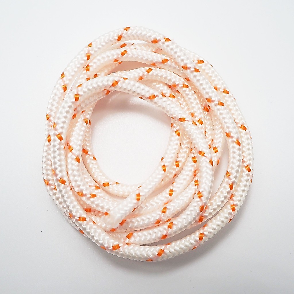 เชือกสตาร์ท เฉพาะเชือก ส้ม/ขาว ขนาด 2mm - 5mm (ยาว 1.10เมตร) เชือกดึงสตาร์ท เครื่องตัดหญ้าตราแตร (TRUMPET)