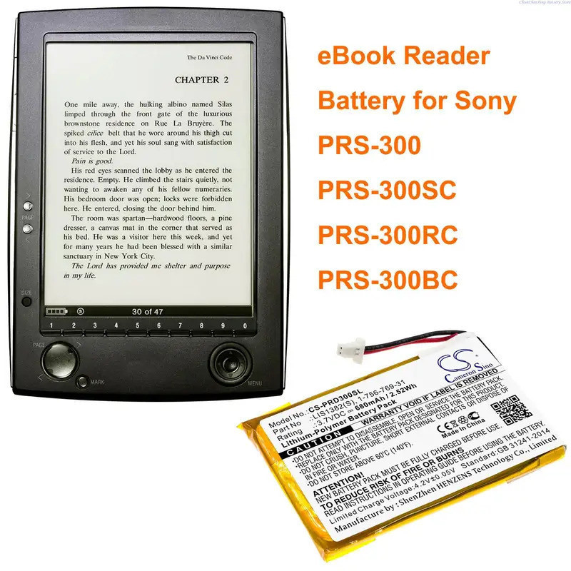 Cameron Sino 750mAh แบตเตอรี่ 1-756-769-31, 9702A50844, 9924A60515, LIS1382(S) สําหรับ Sony PRS-300B