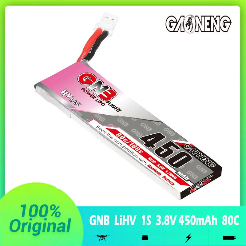 GNB 1S 450mAh 3.8V 80C/160C LiPo แบตเตอรี่สําหรับ Racing Drone Tiny7 Beta75S Emax Tinyhawk Snapper7 