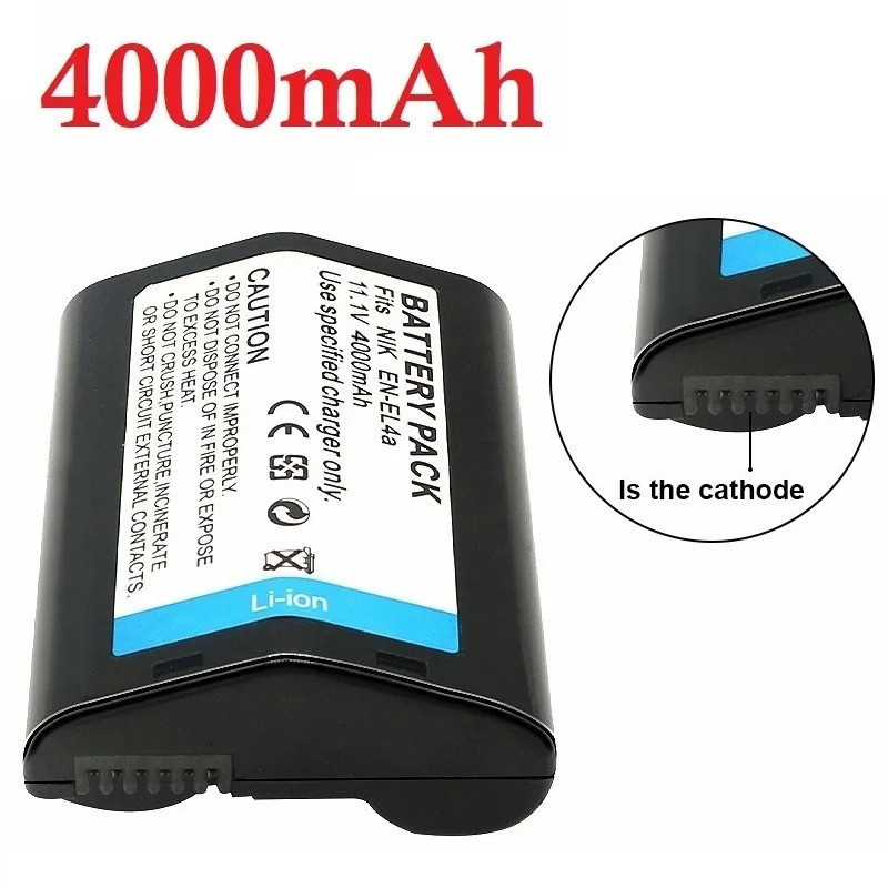 4000mAh EN-EL4 EL4A แบตเตอรี่กล้องสําหรับ Nikon D2H D2Hs D2X D2Xs D3 D3S F6 MH-21 ENEL4 ENEL4A EN EL