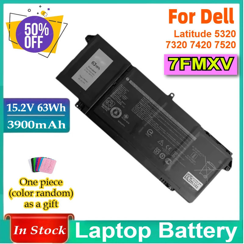 7FMXV 3900mAh แบตเตอรี่สําหรับ Dell Latitude 5320 7320 7420 7520 Latitude 5320 2-in-1/7320 2-in-1 P1