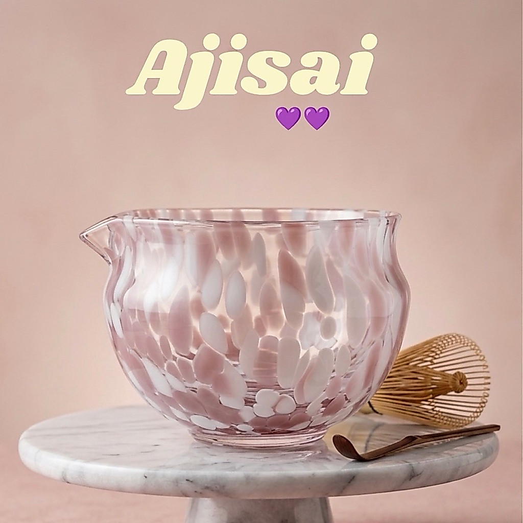 Ajisai matcha handmade bowl, ชามแก้วมัทฉะ Ajisai