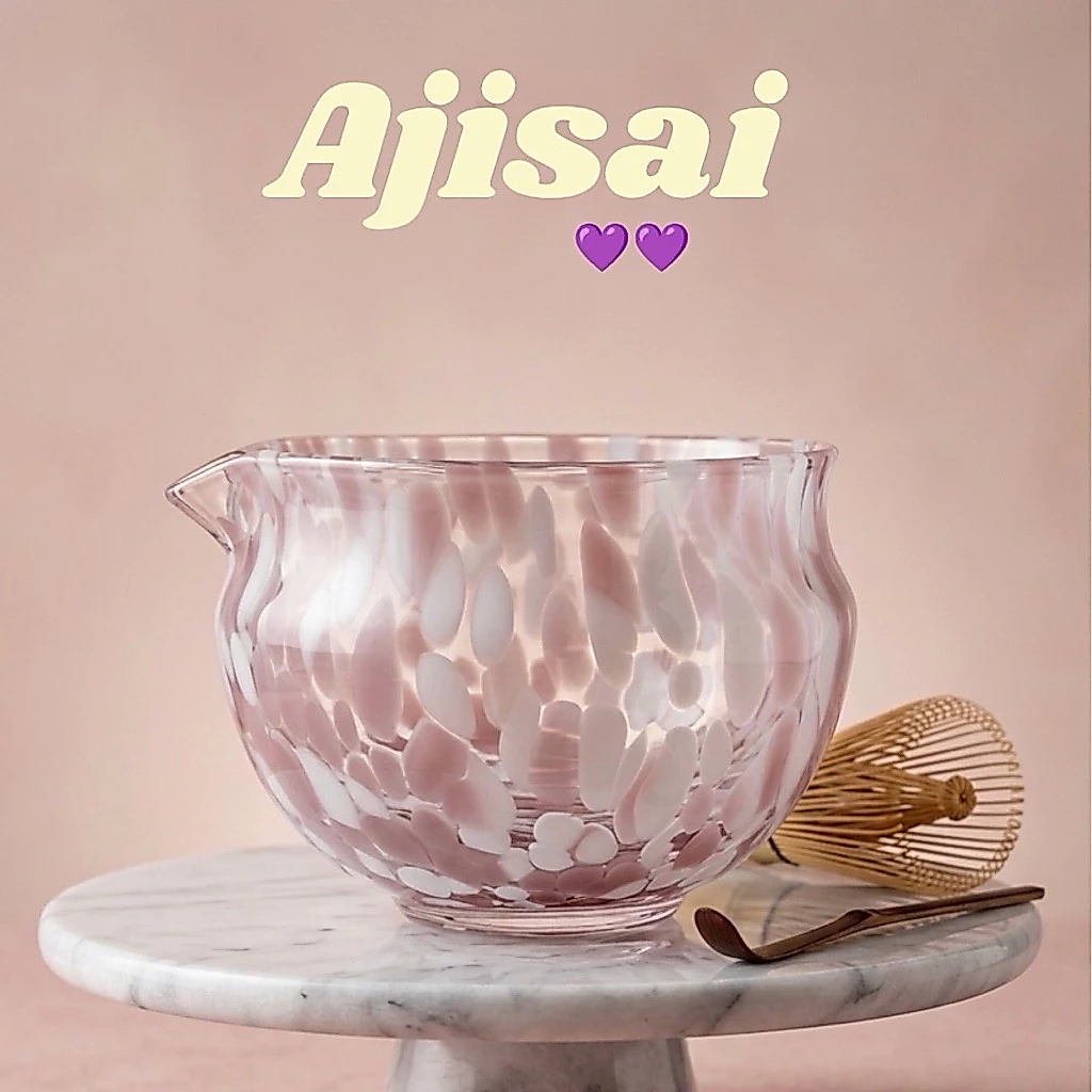 Ajisai matcha handmade bowl, ชามแก้วมัทฉะ Ajisai