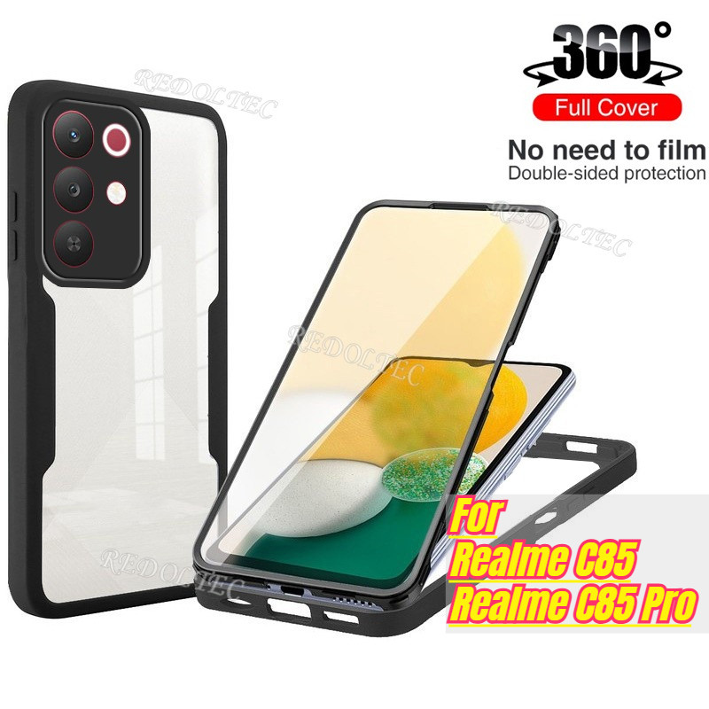 360 คลุมทั้งหมดกรณี Realme C85 C85Pro 5G 4G กันกระแทกอะคริลิคใสด้านหน้าด้านหลังสองด้านป้องกัน Hard เคสโทรศัพท์ Realme C85 Pro