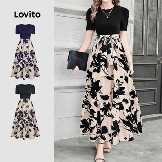 Lovito Elegant Women Dress Fake 2in1 Spring/summer Dress L155AD089