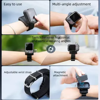 ที่วางรีโมทคอนโทรลสําหรับ DJI Osmo Pocket 4 Pro / Mobile 8P, กรอบแม่เหล็กTap Mount, Landscape/Portrait Orientation, สายรัดข้อมือแบบปรับได้