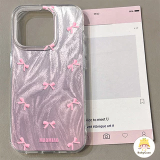 เคสโทรศัพท์โบว์สีชมพูและสีฟ้า เคสไอโฟน 17 สำหรับ iPhone 16 13 15 11 14 12 Pro Max 7 8 16 15 14 Plus XR X XS MAX SE 2020