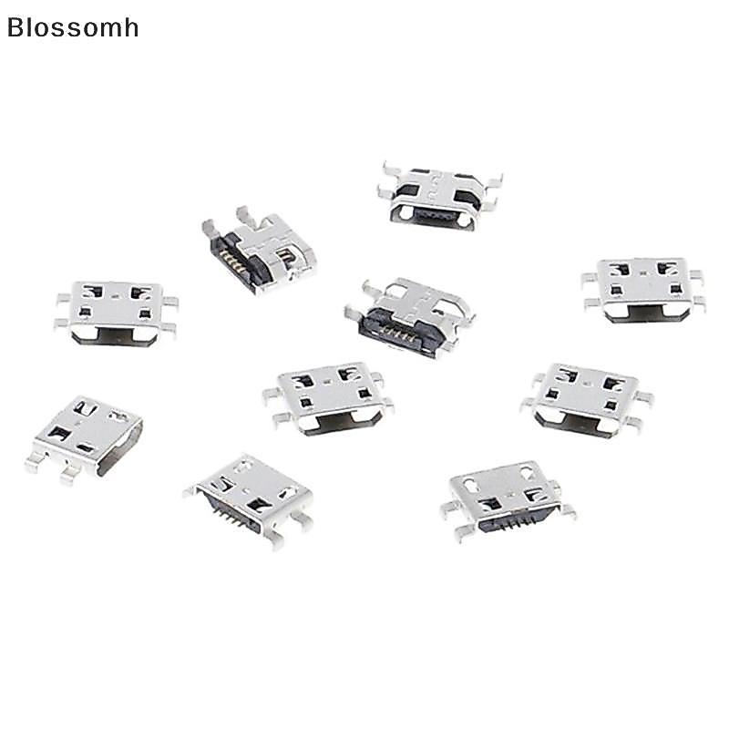 Blossomh 10 ชิ้นประเภท B micro usb 5 พินเครื่องชาร์จหญิง mount ja พอร์ตเชื่อมต่อ soet ใหม่