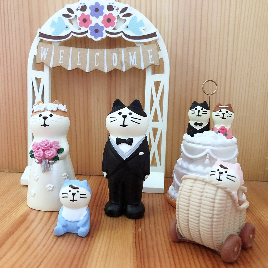 Zakka ญี่ปุ่น Creative Cat งานแต่งงานธีมฉากเดสก์ท็อปตกแต่งเครื่องประดับ decole หมายเหตุผู้ถือของขวัญ