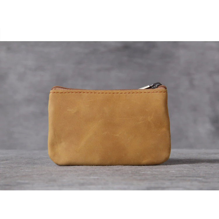 First Layer Cowhide Mini Card Holder กระเป๋าใส่เหรียญขนาดเล็กผู้ชายผู้หญิง Retro Handmade Original Ultra-Thin Leather Drivers License Key Case thumbnail 9