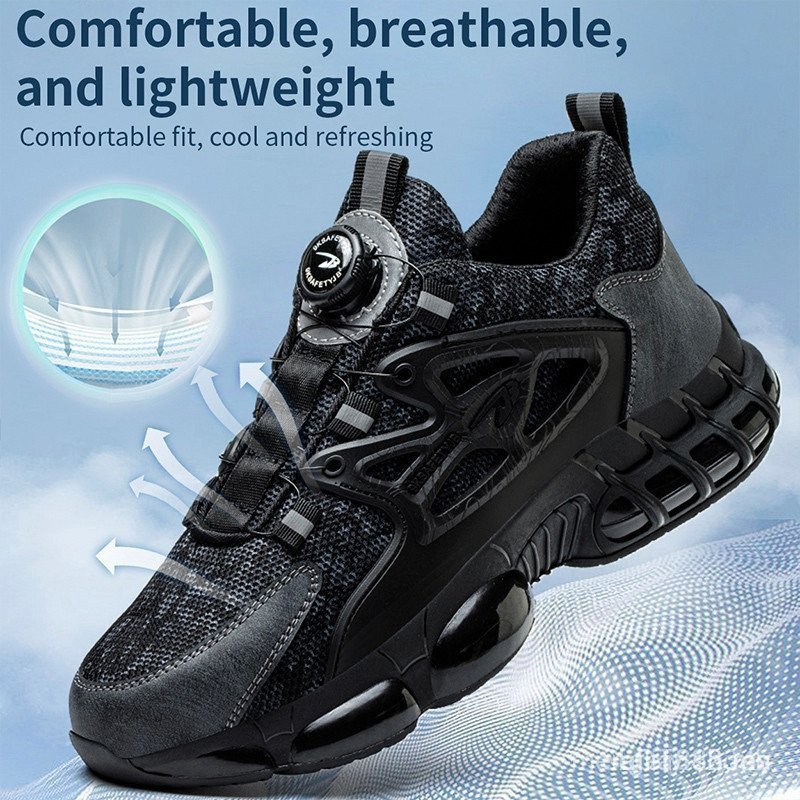 2026 Mens Steel Toe Safety Shoes Anti-Smash Anti-Puncture Work & Daily Use Shoes with Quick Rotation